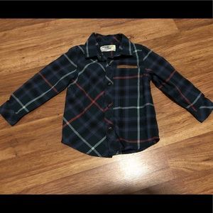 Green, blue, and red cat and jack flannel